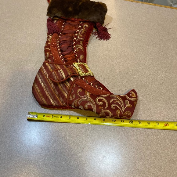 Old World Holiday Stocking- Gold Maroon - Picture 6 of 8